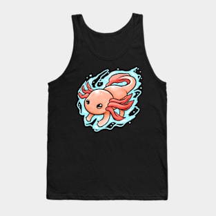 Kawaii - Mexican Sea life - A swimming Axolotl Tank Top